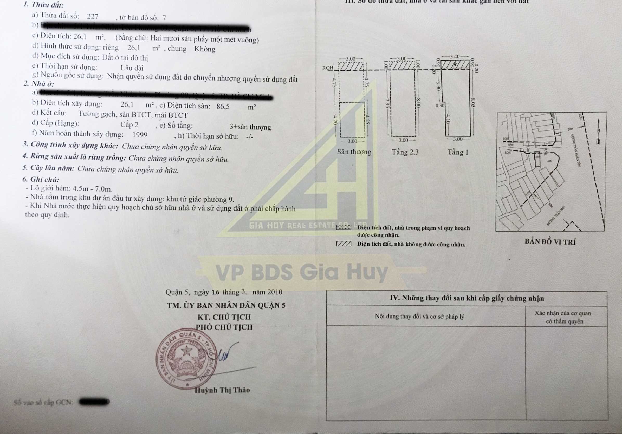 Bán nhà hẻm đường Trần Nhân Tôn, phường 9, quận 5